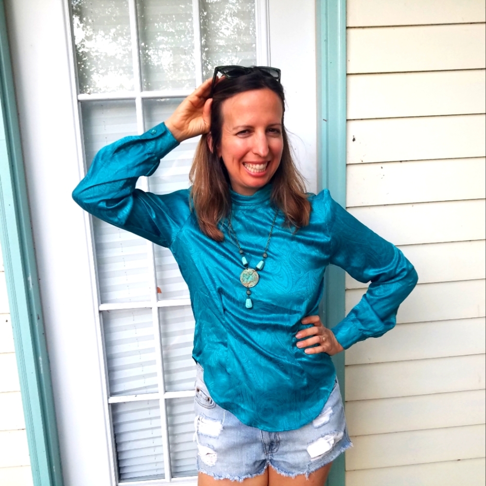 Vintage Teal long sleeve top